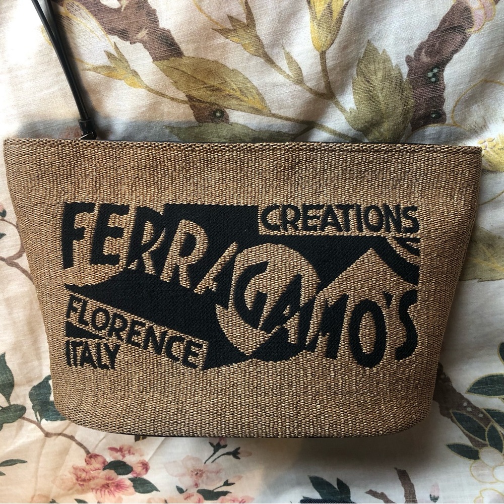 Ferragamo Iconic Raffia Clutch